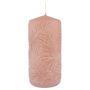 Stumpenkerze MATHIEU mit Palmblatt Motiv, rosa, 15cm, Ø7cm, 63h
