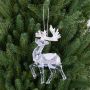 Weihnachtsdeko Hirsch MATTHIS, Acryl, Glitzer, transparent-silber-weiß, 9x2x12cm