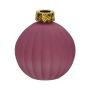 Glas Dekoflasche Weihnachtskugel ZIMA mit Rillen, aubergine-matt, 10,5cm, Ø9,8cm