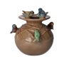 Bauchige Keramikvase LYRO mit 3D Vögeln, braun-gelb-blau-grün, 14,5cm, Ø12,5cm