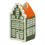 Deko Haus Blumenvase HOMEN mit Motiv, Keramik, grün-orange, 4,8x4,2x9cm