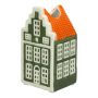 Deko Haus Blumenvase HOMEN mit Motiv, Keramik, grün-orange, 6,2x5,5x12cm