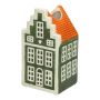 Deko Haus Blumenvase HOMEN mit Motiv, Keramik, grün-orange, 8,5x7,5x16,3cm