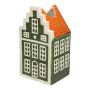 Deko Haus Blumenvase HOMEN mit Motiv, Keramik, grün-orange, 11,5x10,2x22cm