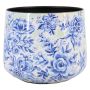 Pflanztopf Metall TERON mit Blumen Zwiebelmuster, blau-weiß, 5,9cm, Ø7,3cm