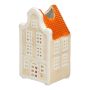 Deko Haus Blumenvase HOMEN mit Motiv, Keramik, beige-orange, 6,5x5,5x12cm
