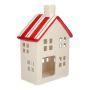 Deko Lichthaus HOSY, Keramik, weiß-rot, 12,5x8x18,8cm