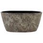 Ovale Pflanzschale aus Terrakotta VELUM mit Maserung, taupe, 32x15x15cm