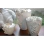 Blumenvase Keramik ANANDA mit Rosenornament, 21cm