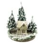 Deko Lichthaus SEWARD, Schneelandschaft, Tannenbäume, LEDs, weiß-grün, 25cm, Ø25cm