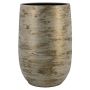 Keramik Pflanzvase RODYN mit Rillen, Farbverlauf, weiß-gold, 50cm, Ø32cm