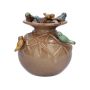 Bauchige Keramikvase LYRO mit 3D Vögeln, braun-gelb-blau-grün, 16cm, Ø14,3cm