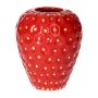 Bauchige Keramikvase Erdbeere ESBERA, Einkerbungen, rot-gelb, 14cm, Ø11,6cm