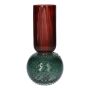 Dekovase Glas FRODO mit Rillen Punkten, blau-rot-klar, 20cm, Ø9,5cm
