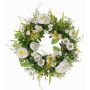 Künstlicher Sommerkranz FAHIRA, Ranunkel, Gänseblümchen, creme, Ø25cm