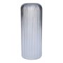 Glasvase ALBURGIS mit Rillen, silber-metallic, 25cm, Ø10cm