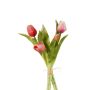 Kunstblumen Tulpen Strauß LEANA, pink-rosa-weiß, 30cm, Ø20cm
