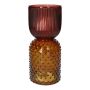 Dekovase Glas ELEANORA mit Rillen Punkten, amber-rot-klar, 20cm, Ø8cm