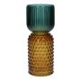 Dekovase Glas ELEANORA mit Rillen Punkten, amber-blau-klar, 20cm, Ø8cm
