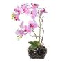 Kunstblumengesteck Orchidee Korkenzieherweide TICHIO, Dekovase, Wurzeln, rosa, 55cm