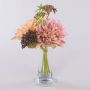 Kunstblumenstrauß Dahlie SAHNY mit Schneeball, rosa-aprikose, 27cm