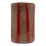 Zylinder Glas Blumenvase ELISEO, Linienmuster, braun-orange-klar, 30cm, Ø19cm