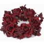 Künstlicher Kerzenkranz INGA, Rose, Hortensie, dunkelrot, Ø15cm
