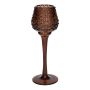 Glas Teelichthalter YOLANTHE mit Stiel, braun-klar, 21,5cm, Ø8cm