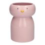 Deko Vase ADDILYNN aus Dolomit, mit Küken Gesicht, rosa, 17cm, Ø11,5cm