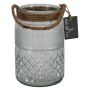 Kerzenglas OPALUS mit Seil, Rautenmuster, klar, 19cm, Ø12cm