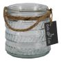 Kerzenglas PRISMY mit Seil, Muster, klar, 12cm, Ø11cm