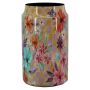 Vase NASTOR mit Blumenmotiv, Metall, bunt, 45cm, Ø24cm