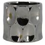 Eleganter Keramik Übertopf MANUKO, silber-glänzend, 12,5cm, Ø13,4cm