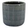 Pflanztopf RESCHADA, Keramik, Karomuster, blau, 12,5cm, Ø13,2cm
