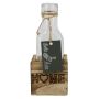 Flasche STOLLAN im Holzkistchen, Schriftzug Home, Glas, klar, 6,7x6,7x15,5cm