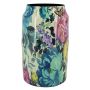 Vase EMRICK mit Blumenmotiv, Metall, bunt, 35cm, Ø21cm