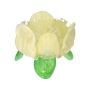 Kerzenständer FLORENA in Tulpenform mit Blättern, Glas, weiß-grün, 11cm, Ø13,5cm