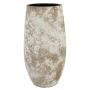 Pflanzvase Keramik AROON mit Maserung, antikweiß, 50cm, Ø26cm