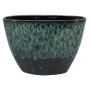 Keramik Übertopf oval ELIEL, gesprenkelt, schwarz-blau, 32x15x22cm