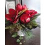 Deko Amaryllis Gesteck SHIRRA im Dekotopf, Kugeln, rot, 25cm, Ø30cm