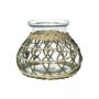 Deko Blumenvase WONDA aus Glas, mit Geflecht, grün-natur-klar, 13cm, Ø15cm