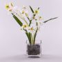 Dendrobium Orchidee künstlich ZUZA in Dekoglas, weiß-grün, 35cm