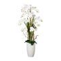 Kunstblumen Gesteck Orchidee Korkenzieherweide TENIKA, Keramikvase, Wurzeln, weiß, 160cm