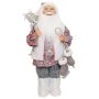 Deko Santa Claus Figur ABENZIO, Schlittschuhe, Geschenkesack, weiß-grau-rot, 22x14x45cm