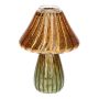 Kerzenständer MIROBELLO in Pilzform, mit Rillen, Glas, grün-orange-metallic, 13cm, Ø10cm