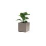 Eckiger Blumenkübel NASTASJA aus recyceltem Kunststoff, mit Wasserspeicher, Bodenrollen, taupe, 39,5x39,5x38cm, 35L