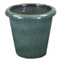 Blumentopf ELVORN aus Terrakotta, glasiert, Farbverlauf, outdoor, hellblau, 44cm, Ø47cm