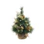 Kunst Christbaum CEDO, Jutesack, Zapfen, Beeren, LEDs, grün-gold, 45cm
