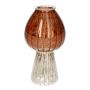Kerzenleuchter Pilz BURKHARD aus Glas, geriffelt, braun-silber-metallic, 12,3cm, Ø6,5cm
