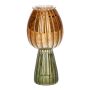 Kerzenleuchter Pilz BURKHARD aus Glas, geriffelt, grün-orange-metallic, 11,8cm, Ø5,5cm